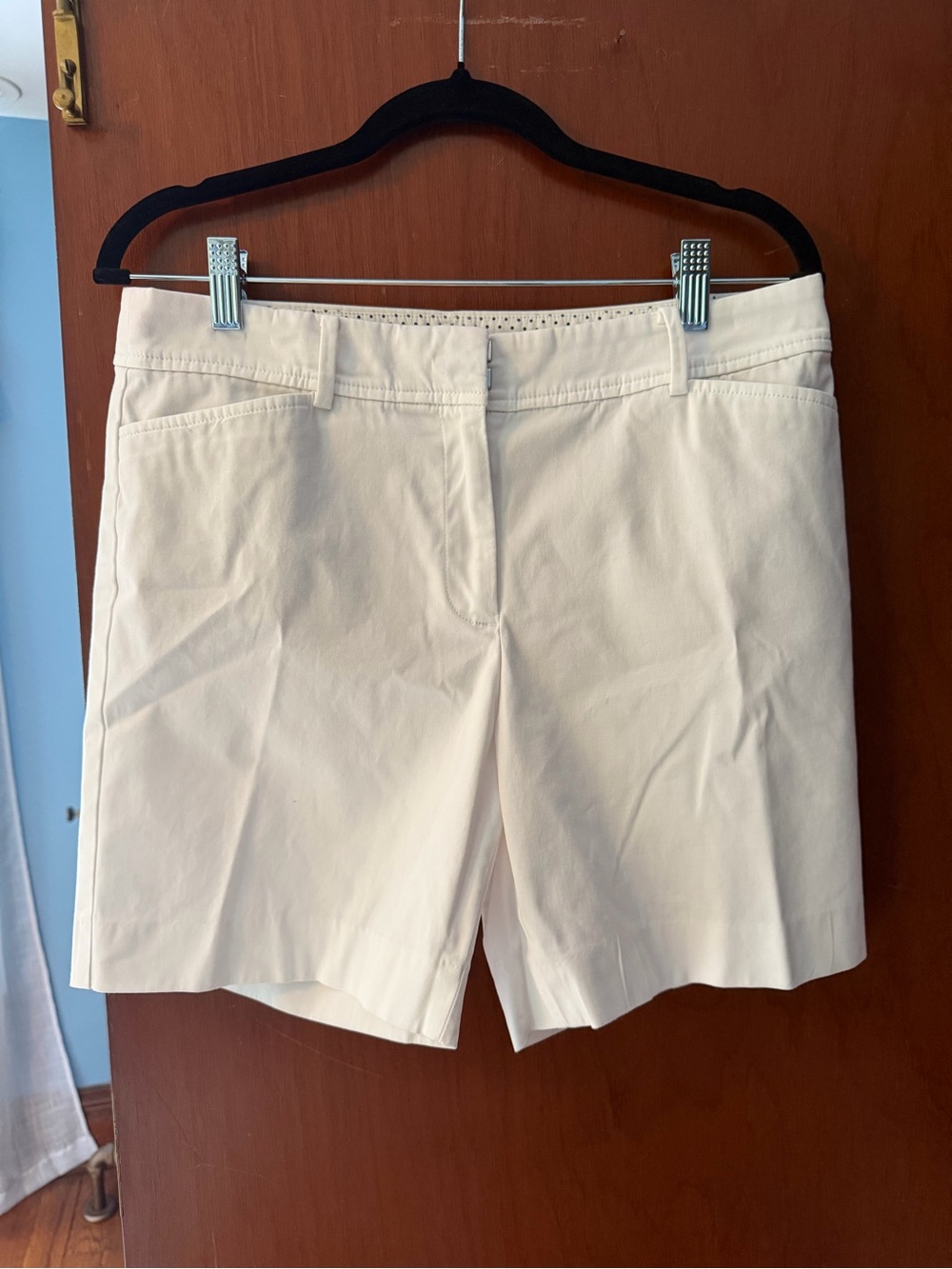 Talbots Cream Cotton Blend Bermuda Shorts